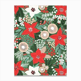 Poinsettia Christmas Flowers Canvas Print