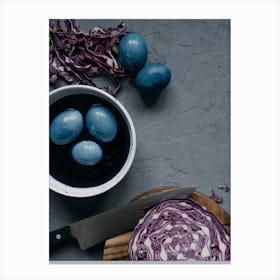 Blue Cabbage And Eggs 4 Canvas Print