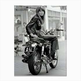 French Singer, Francoise Hardy Sitting On A Honda Cb750 Motorcycle Canvas Print