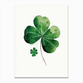 Four Leaf Clover 1 Symbol Minimal Watercolour Canvas Print