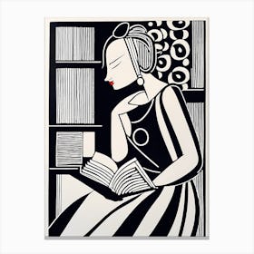 Just a girl who loves to read, Lion cut inspired Black and white Stylized portrait of a Woman reading a book, reading art, book worm, Reading girl 215 Canvas Print