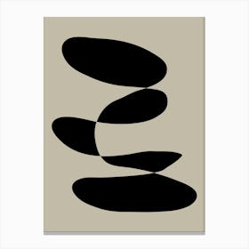 Minimalist Contemporary Aesthetic Abstract Geometric Shapes in Black and Beige Canvas Print