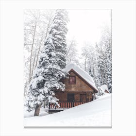 Winter Log Cabin Canvas Print