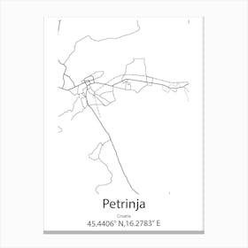 Petrinja,Croatia Minimalist Map Canvas Print