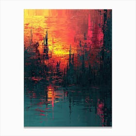 Abstract Sunset | Pixel Minimalism Art Series 3 Canvas Print