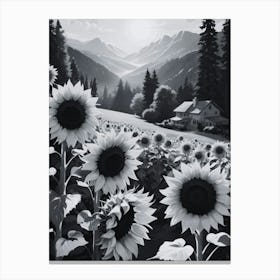 Black And White Sunflowers Canvas Print