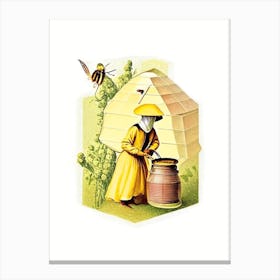 Beekeeper And Beehive Vintage Canvas Print