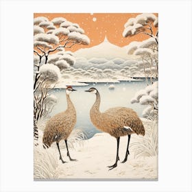 Winter Bird Painting Emu 3 Canvas Print