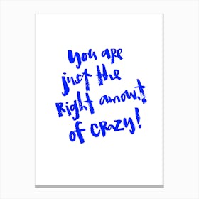 You Are Just The Right Amount Of Crazy Canvas Print
