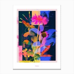 Asters 1 Neon Flower Collage Poster Canvas Print