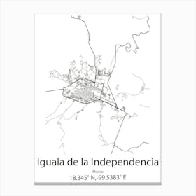 Iguala De La Independencia,Mexico Minimalist Map Canvas Print