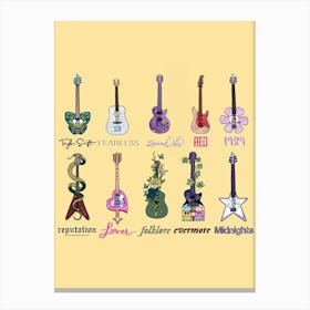 Guitars taylor swift album titles 1 Canvas Print