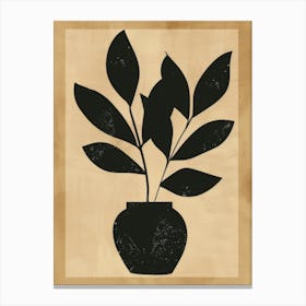 Black And White Leaves In A Vase Canvas Print