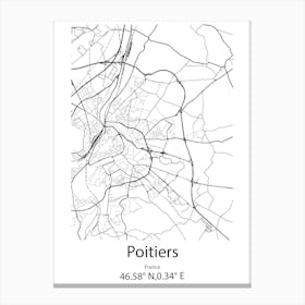 Poitiers,France Minimalist Map Canvas Print