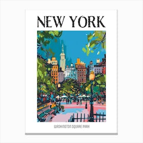 Washington Square Park New York Colourful Silkscreen Illustration 3 Poster Canvas Print