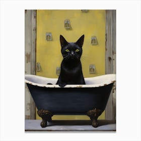 Black Cat In Bathtub 8 Canvas Print