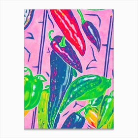 Serrano Pepper 2 Risograph Retro Poster vegetable Canvas Print