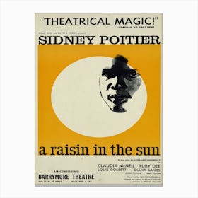 A Raisin In The Sun, Sydnery Poitier Poster 1959 Canvas Print