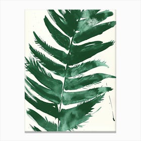 Green Ink Painting Of A Sword Fern 1 Canvas Print