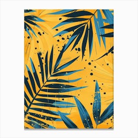 Tropical Leaves On Yellow Background Canvas Print