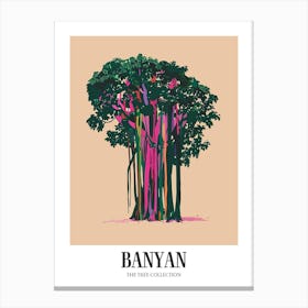 Banyan Tree Colourful Illustration 2 Poster Canvas Print