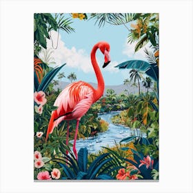 Greater Flamingo Argentina Tropical Illustration 3 Canvas Print