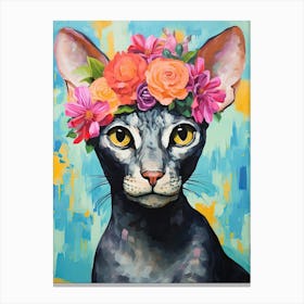 Cornish Rex Cat With A Flower Crown Painting Matisse Style 2 Canvas Print