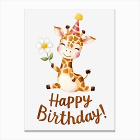 Happy Birthday Giraffe.1 Canvas Print