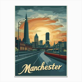 Aihrgdesign A Mid Century Modern Travel Poster For Manchester Canvas Print