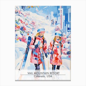 Vail Mountain Resort   Colorado Usa, Ski Resort Poster Illustration 3 Canvas Print