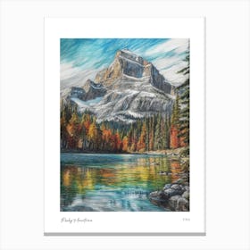 Rocky Mountains Usa Pencil Sketch 2 Watercolour Travel Poster Canvas Print