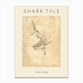 Zebra Shark Vintage Illustration 7 Poster Canvas Print