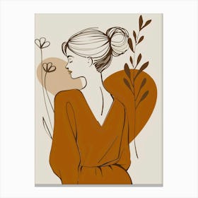 Portrait Of A Woman with wildflowers Canvas Print