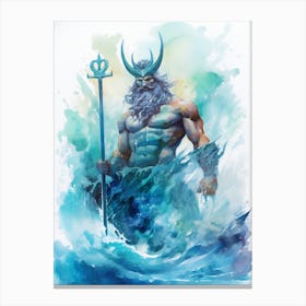  Watercolor Drawing Of Poseidon 5 Canvas Print