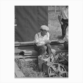 Man At Auction Sale, Sparlin Farm, Orth, Minnesota By Russell Lee Canvas Print