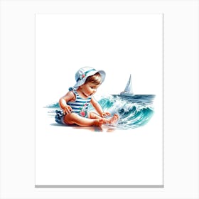 Little Girl On The Beach Canvas Print