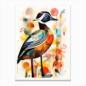 Bird Painting Collage Wood Duck 4 Canvas Print