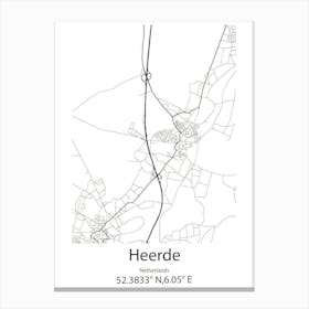 Heerde,Netherlands Minimalist Map Canvas Print