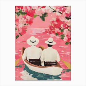 Two Lovers In A Boat Canvas Print