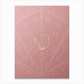 Geometric Gold Glyph on Circle Array in Pink Embossed Paper n.0145 Canvas Print