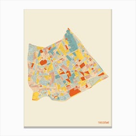 Paris France 13th Arrondissement Neighbourhood Map Canvas Print