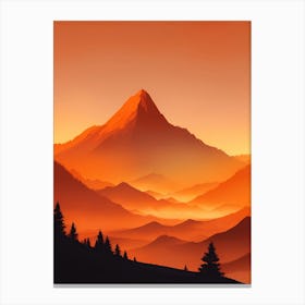 Misty Mountains Vertical Composition In Orange Tone 159 Canvas Print