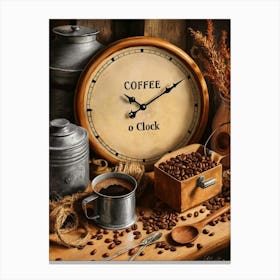 Coffee A Clock Canvas Print