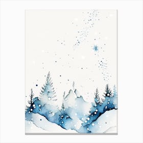 Snowflakes In The Mountains, Snowflakes, Minimalist Watercolour 1 Canvas Print