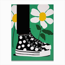 Footwear Fusion Fantasia: Sneakers and Flowers Canvas Print