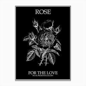 Black And White Rose Line Drawing 3 Poster Inverted Canvas Print