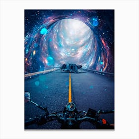 Meet Aliens On A Motorcycle Canvas Print