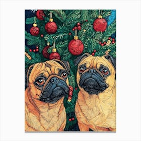 Christmas Pugs 6 Canvas Print