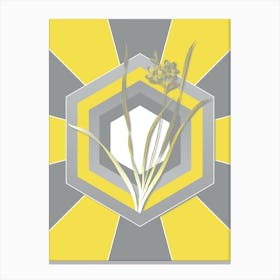 Vintage Gladiolus Lineatus Botanical Geometric Art in Yellow and Gray n.035 Canvas Print