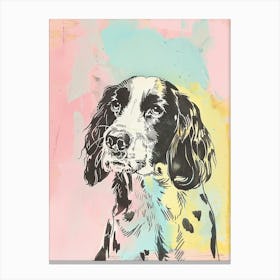 Pastel Springer Spaniel Dog Pastel Line Illustration  2 Canvas Print